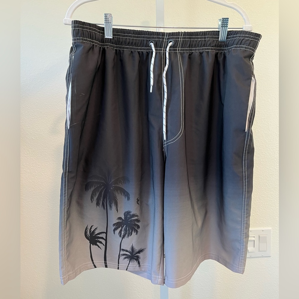 Men's Black Palm Tree Board Shorts